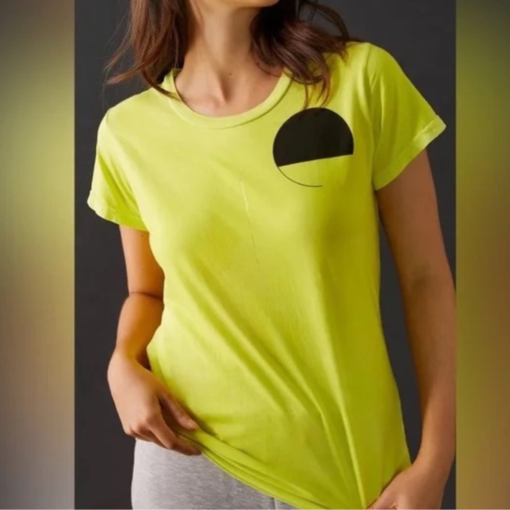 FREECITY Golden Line Short-Sleeve Tee in Yellow Green Sz XS Rare Distressed - Picture 16 of 16